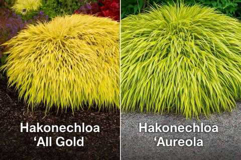 Trawa bambusowa Hakonechloa ‘All Gold’ i ‘Aureola’