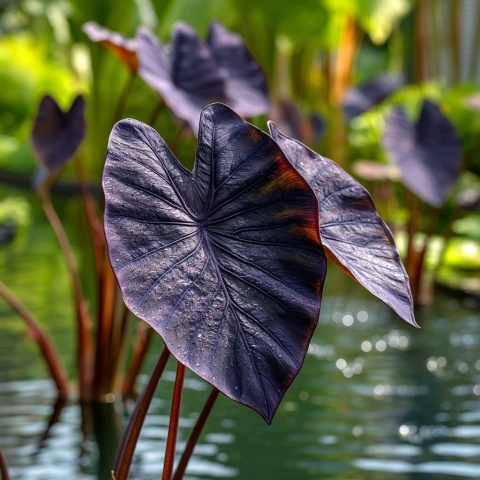 Kolokazja Colocasia 'Black Sapphire Gecko' – ucho słonia