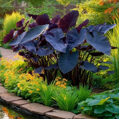 Kolokazja Colocasia 'Black Sapphire Gecko' – ucho słonia