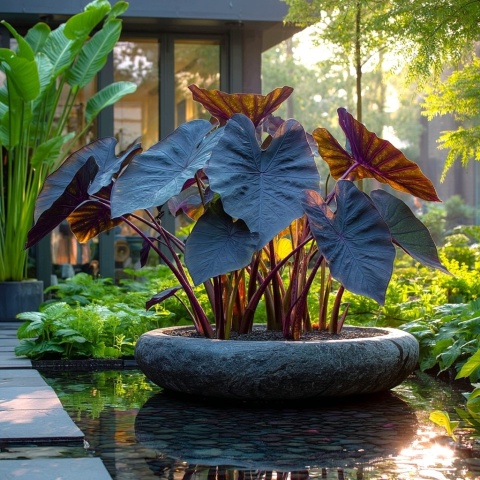 Kolokazja Colocasia 'Black Sapphire Gecko' – ucho słonia