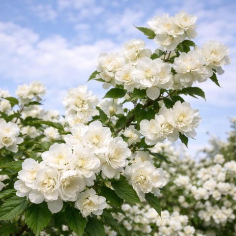 Jaśminowiec ‘Bouquet Blanc’ – biały, pełny i pachnący