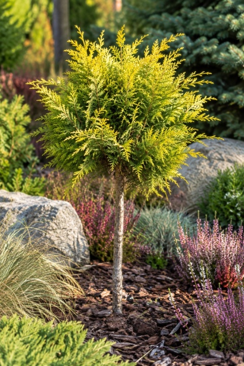 Jałowiec Pfitzera ‘Gold Fern’ – forma pienna szczepiona